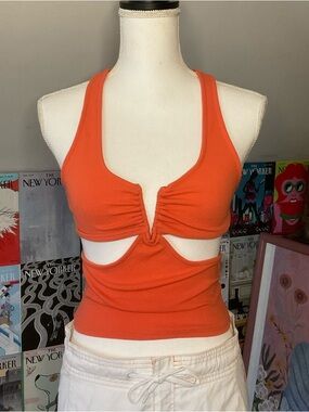 silence + noise Coral Rib Cutout Racerback Tank